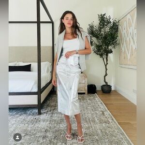 MAJE SILVER GENUINE LEATHER PENCIL SKIRT SIZE XS 34